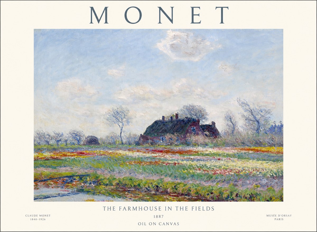 Monet The Farmhouse in the Fields No1 - Poszter