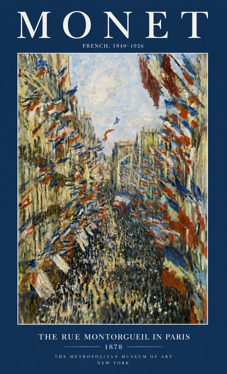 Monet The Rue Montorgueil in Paris No6 - Poszter