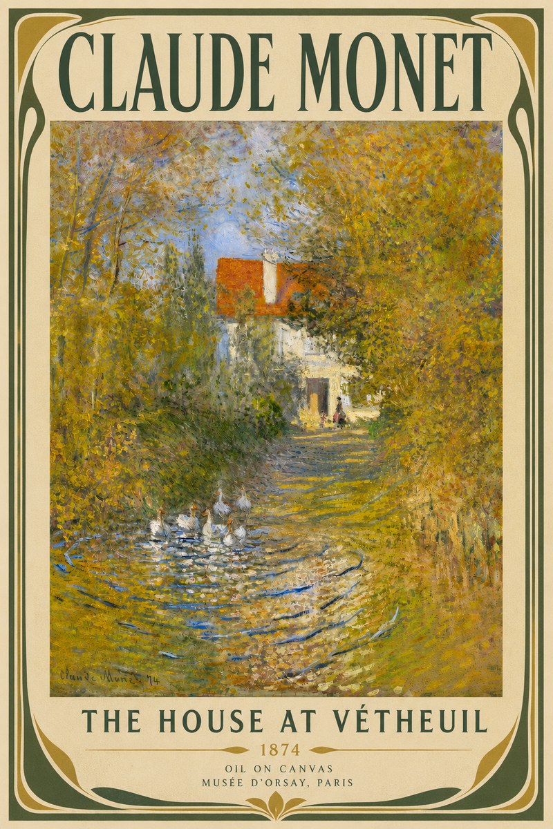 Monet The House at Vétheuil No4 - Poszter