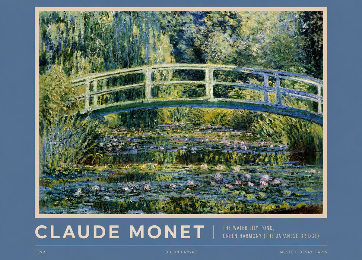 Monet The Water Lily Pond, Green Harmony (the Japanese Bridge) No2 - Poszter