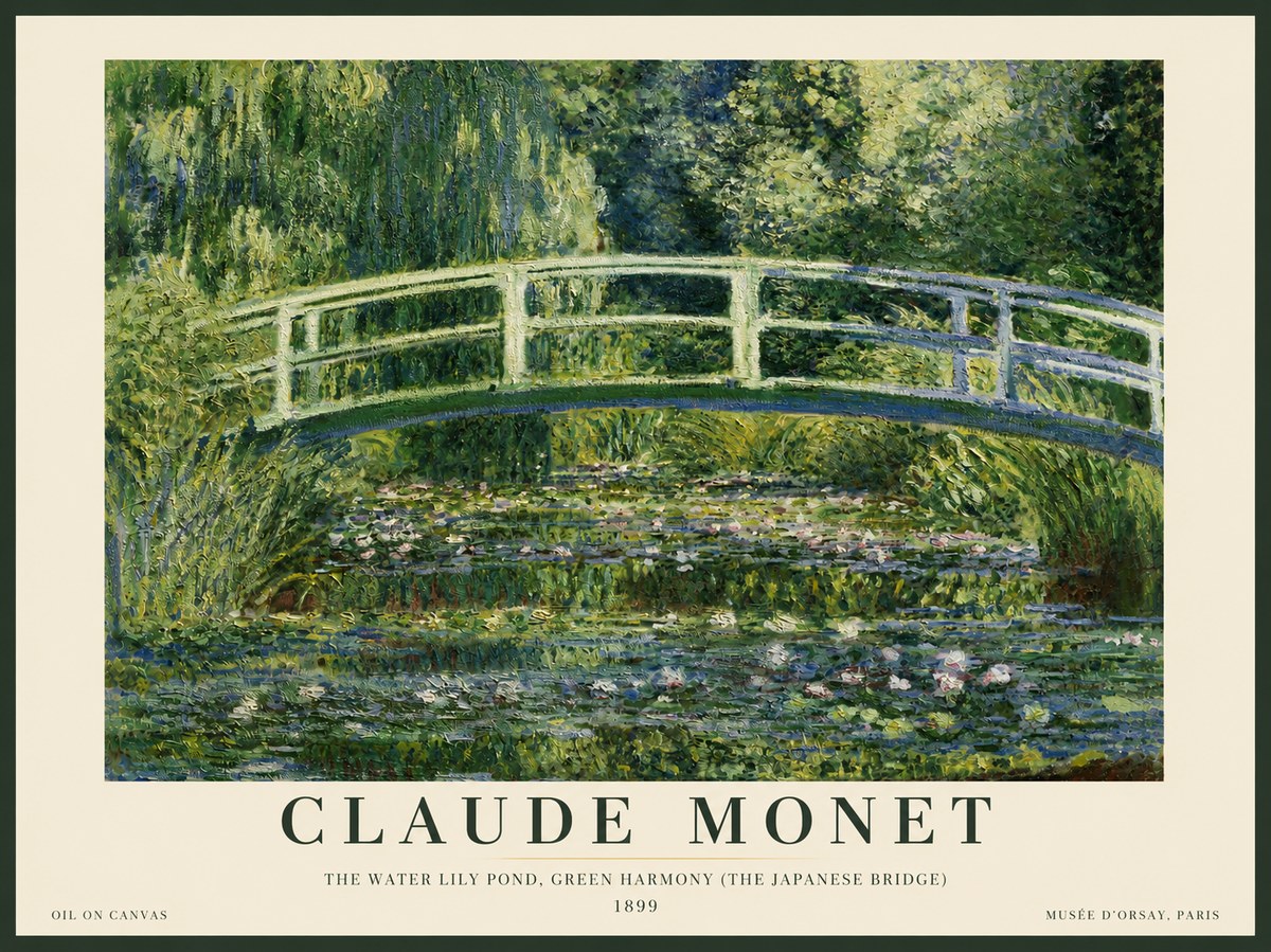 Monet The Water Lily Pond, Green Harmony (the Japanese Bridge) No3 - Poszter
