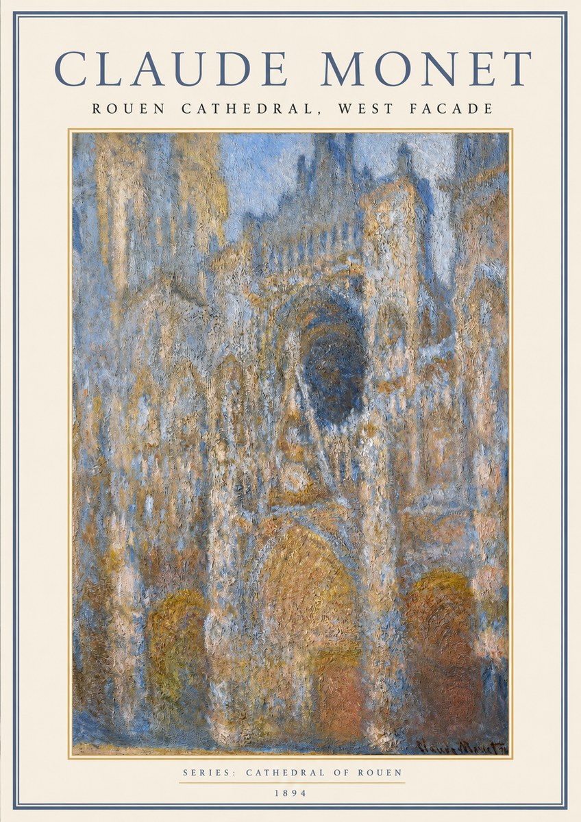 Monet Rouen Cathedral, West Facade No1 - Poszter