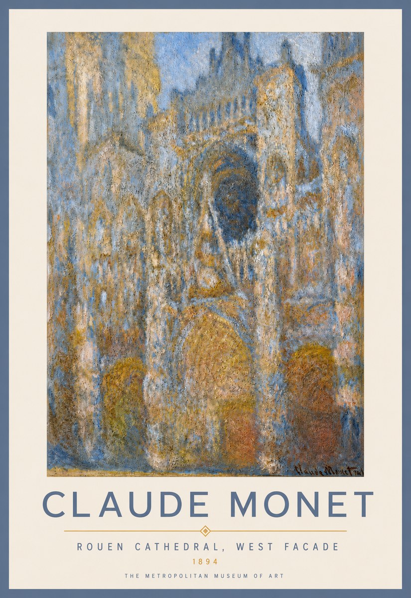 Monet Rouen Cathedral, West Facade No2 - Poszter