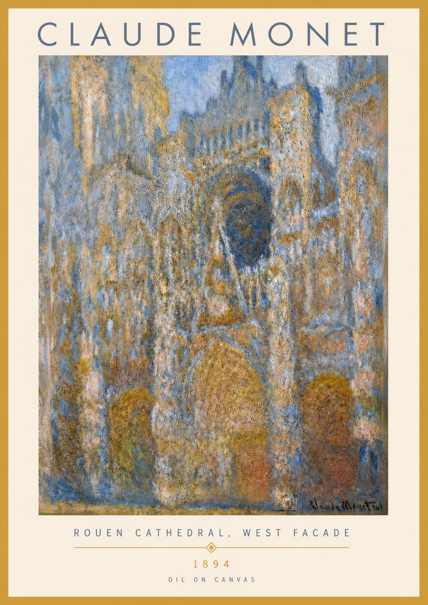 Monet Rouen Cathedral, West Facade No3 - Poszter