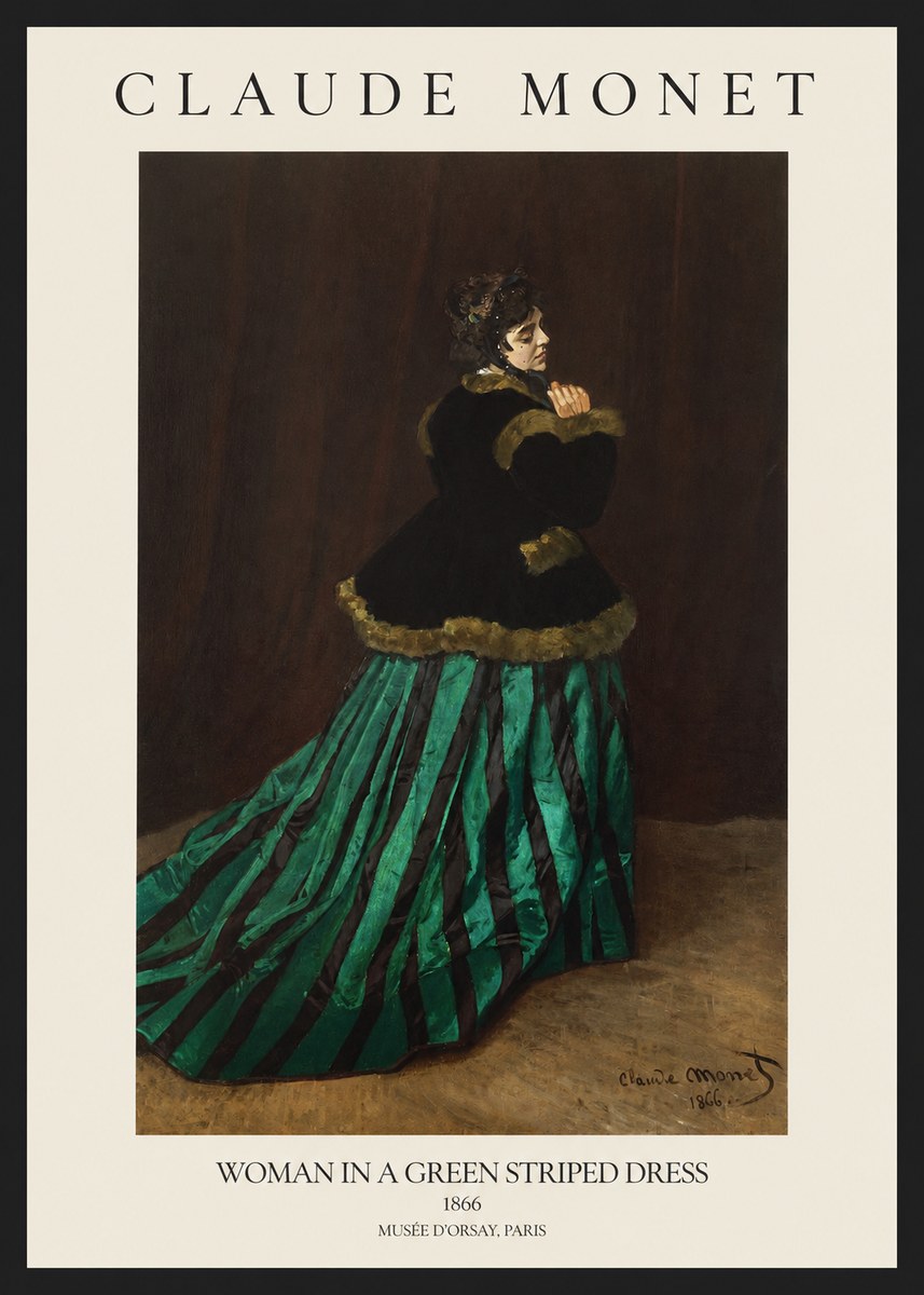 Monet Woman in a Green Striped Dress No1 - Poszter