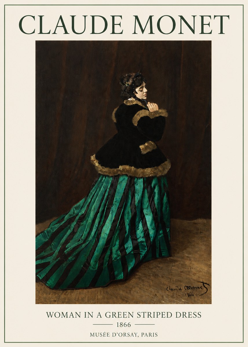 Monet Woman in a Green Striped Dress No3 - Poszter