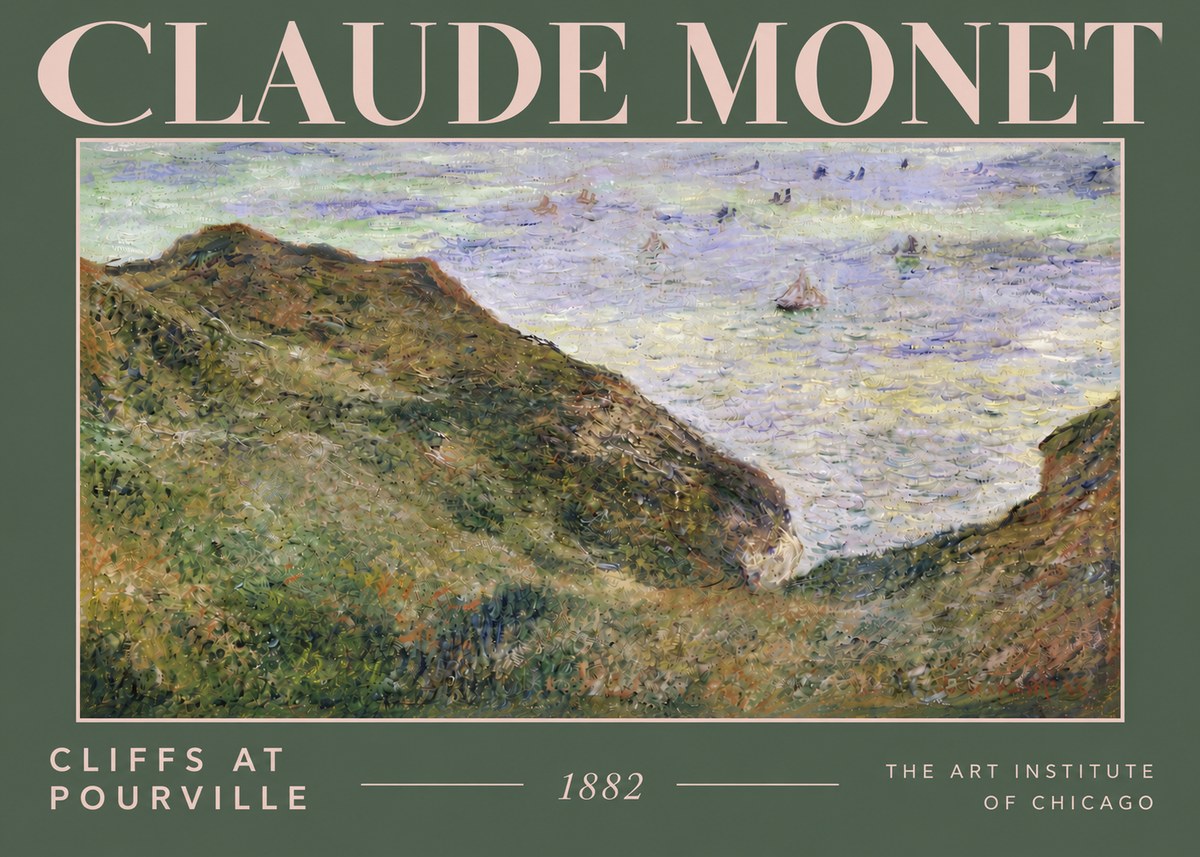 Monet Cliffs at Pourville II No4 - Poszter