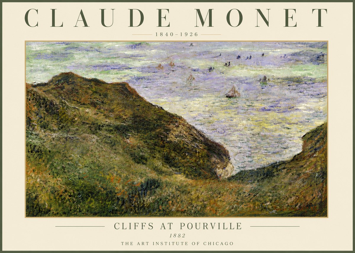 Monet Cliffs at Pourville II No6 - Poszter