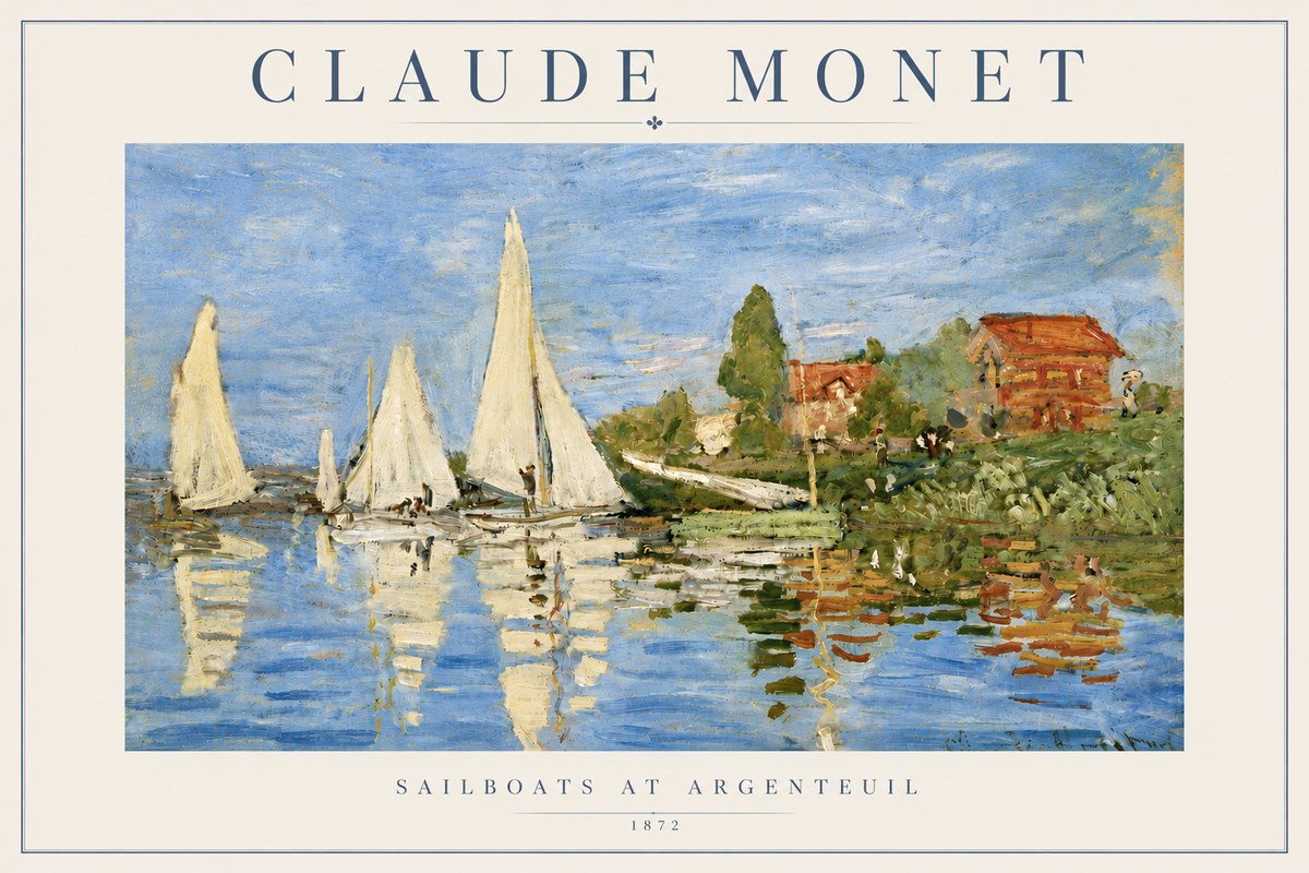 Monet Sailboats at Argenteuil No4 - Poszter