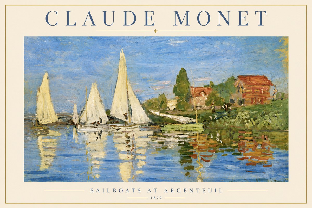 Monet Sailboats at Argenteuil No5 - Poszter