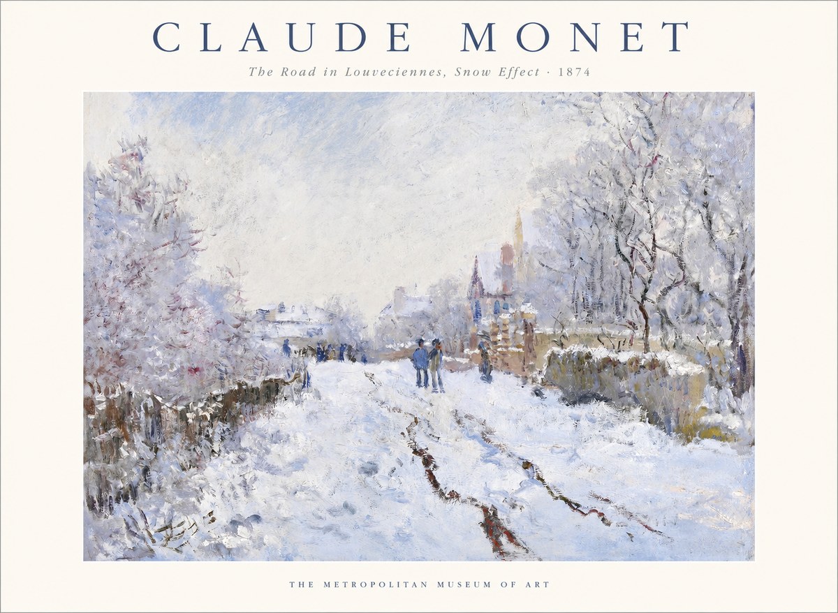 Monet The Road in Louveciennes, Snow Effect No1 - Poszter