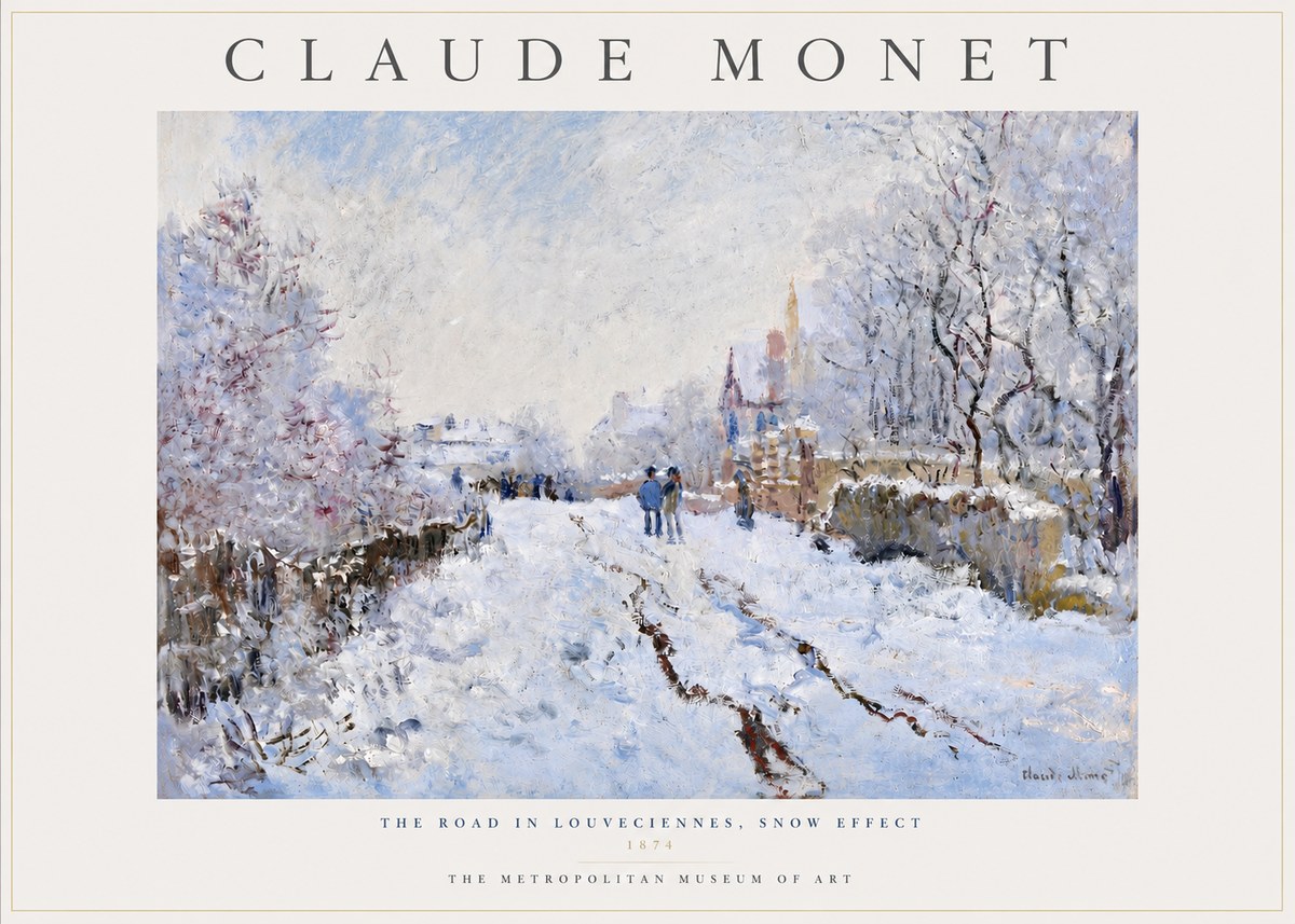 Monet The Road in Louveciennes, Snow Effect No3 - Poszter