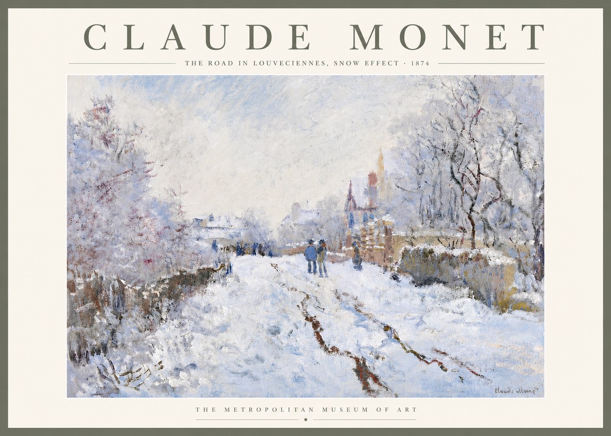 Monet The Road in Louveciennes, Snow Effect No5 - Poszter