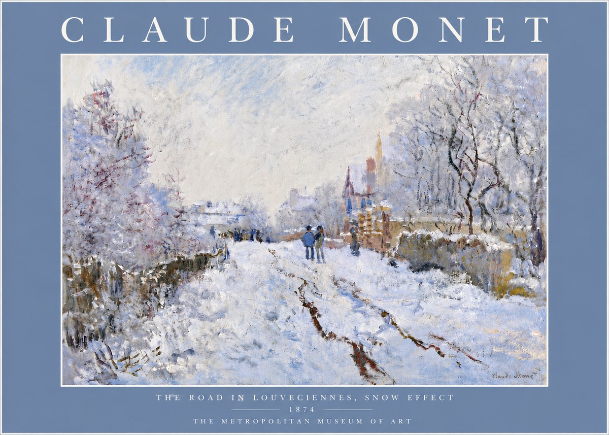 Monet The Road in Louveciennes, Snow Effect No6 - Poszter