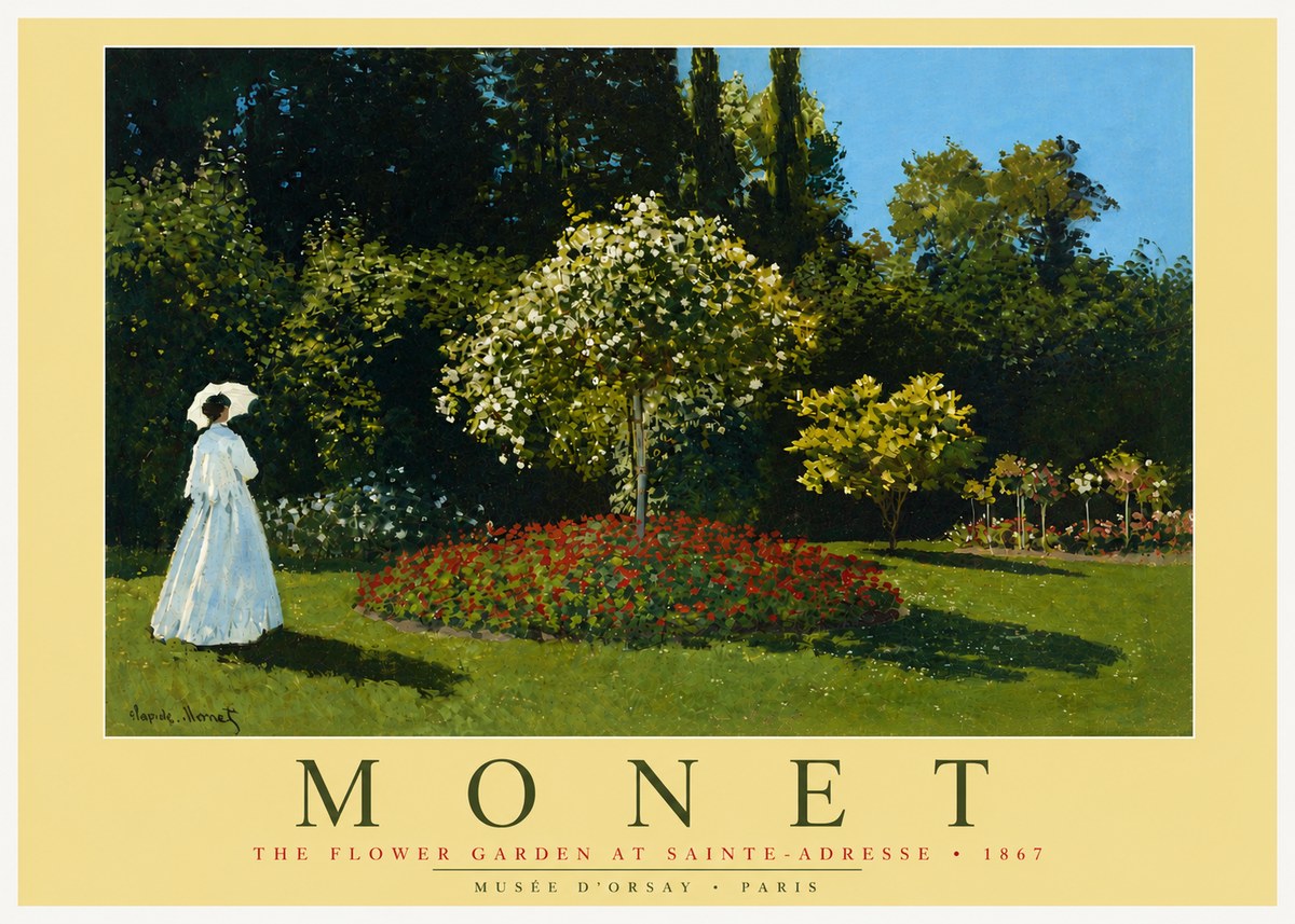 Monet The Flower Garden at Sainte-adresse No5 - Poszter