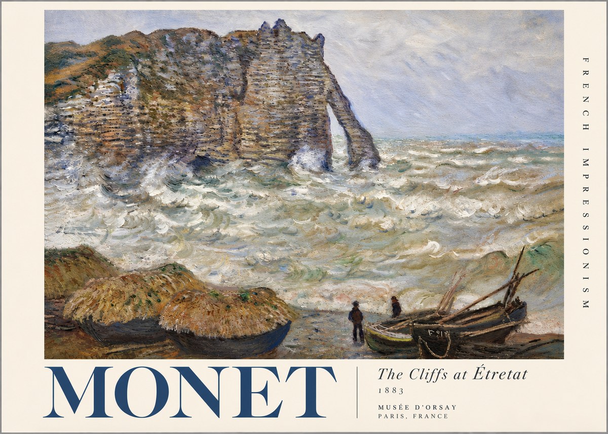 Monet The Cliffs at Etretat No4 - Poszter