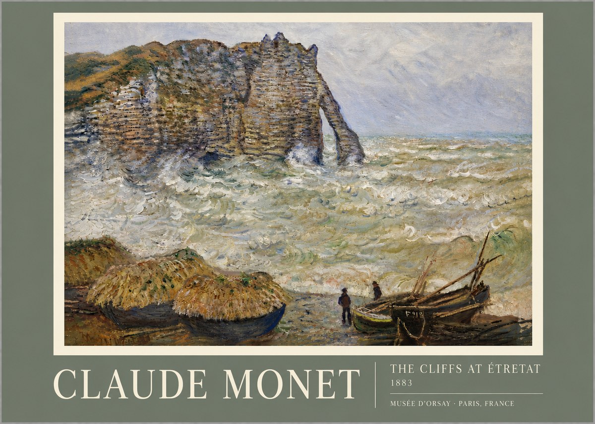 Monet The Cliffs at Etretat No5 - Poszter