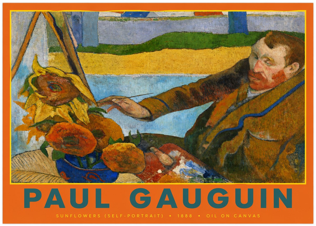 Paul Gauguin The Artist and His Sunflowers No3 - Poszter