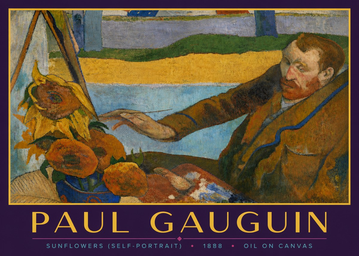 Paul Gauguin The Artist and His Sunflowers No6 - Poszter
