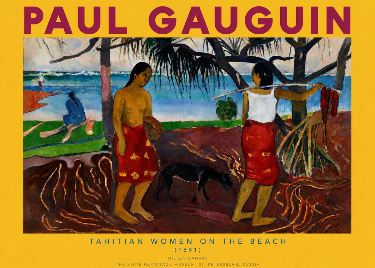 Paul Gauguin Tahitian Women on the Beach (1891) No2 - Poszter