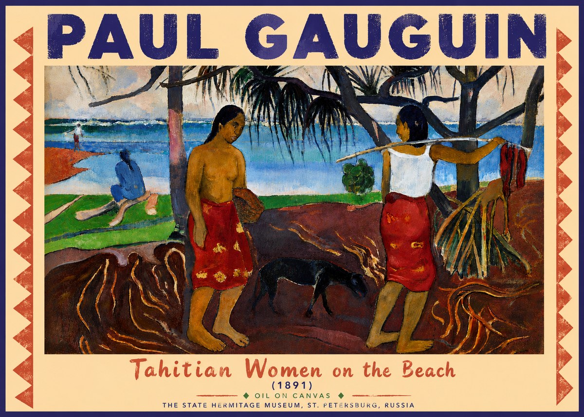 Paul Gauguin Tahitian Women on the Beach (1891) No4 - Poszter