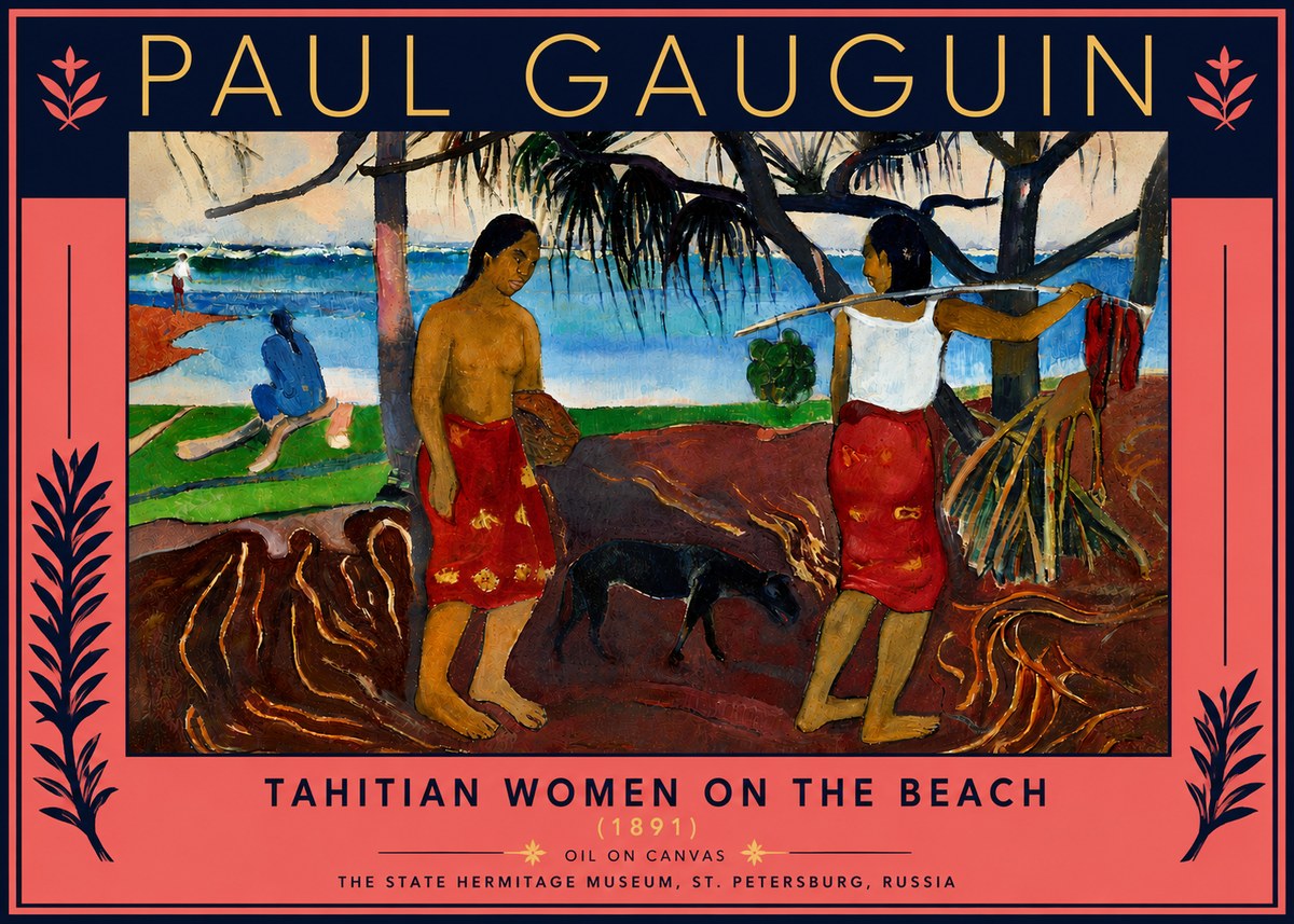 Paul Gauguin Tahitian Women on the Beach (1891) No5 - Poszter