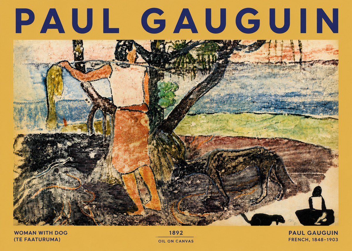 Paul Gauguin Woman with Dog (Te Faaturuma) No4 - Poszter