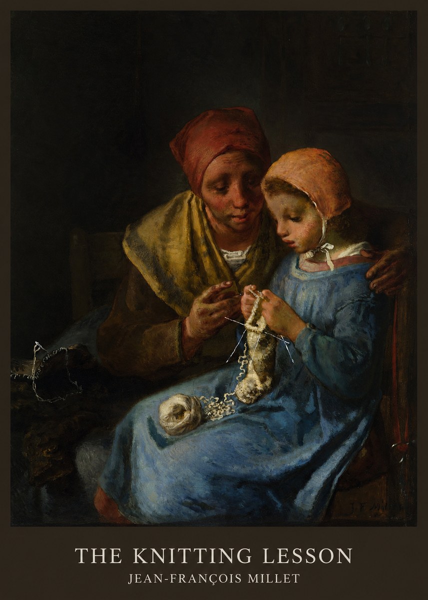 Jean-François Millet The Knitting Lesson I No5 - Poszter