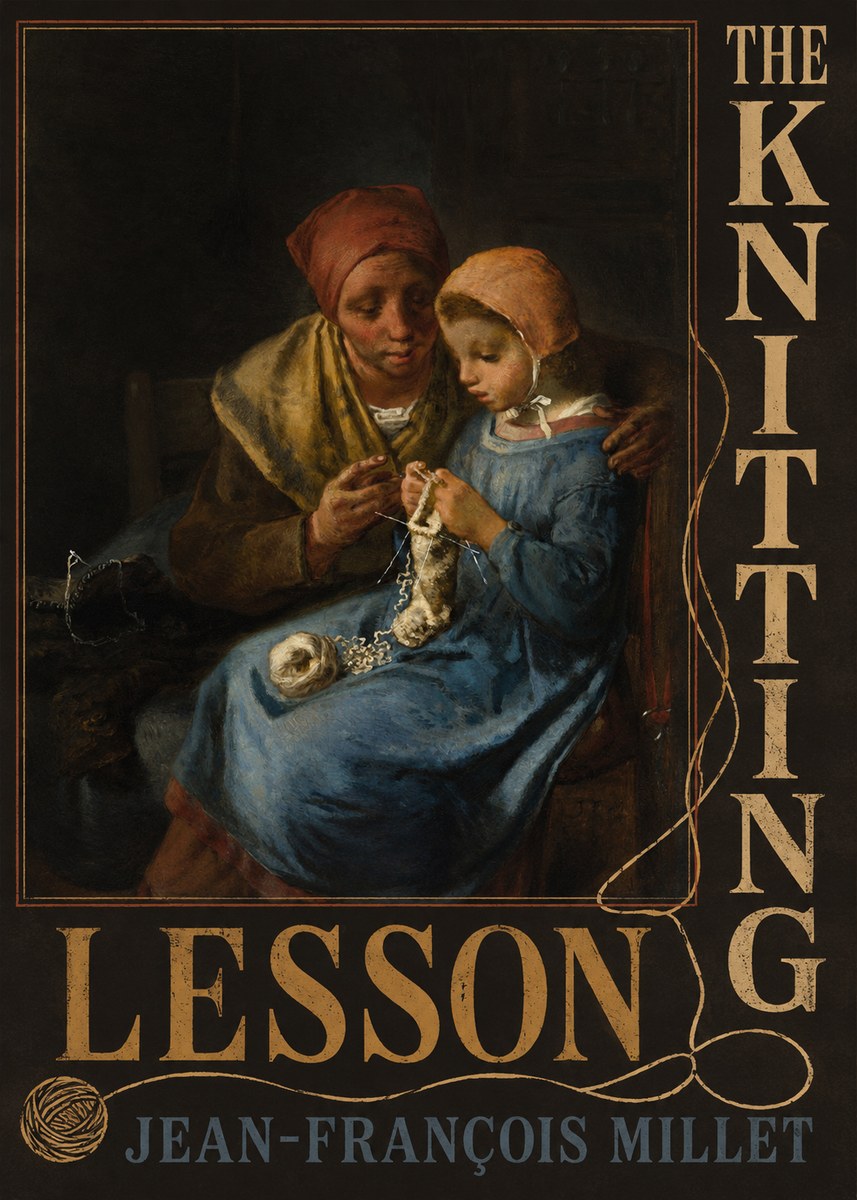 Jean-François Millet The Knitting Lesson I No6 - Poszter