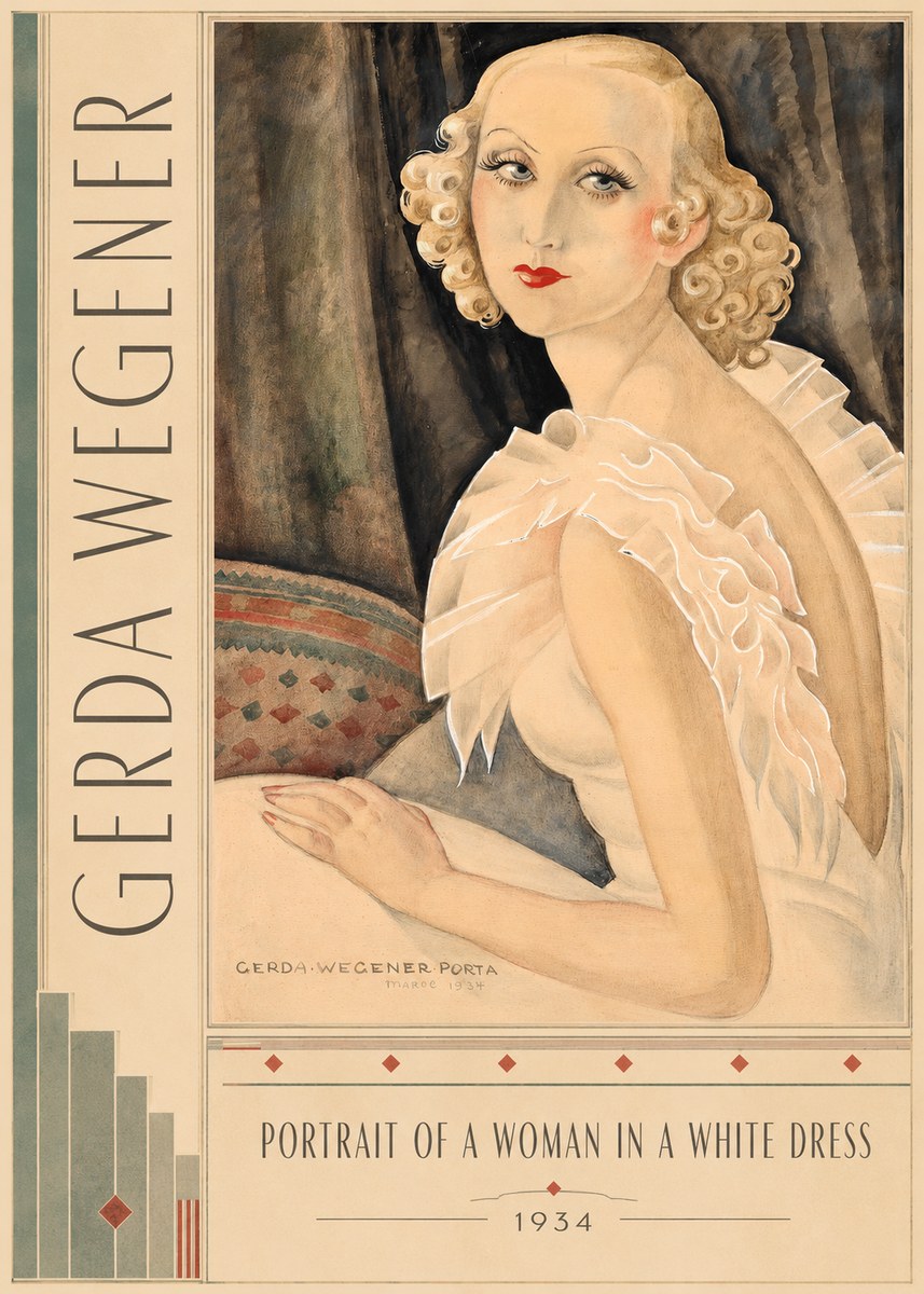Gerda Wegener Portrait of a Woman in a White Dress No2 - Poszter
