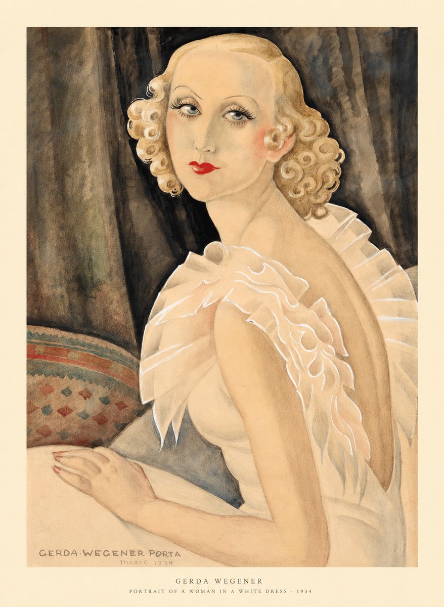 Gerda Wegener Portrait of a Woman in a White Dress No6 - Poszter