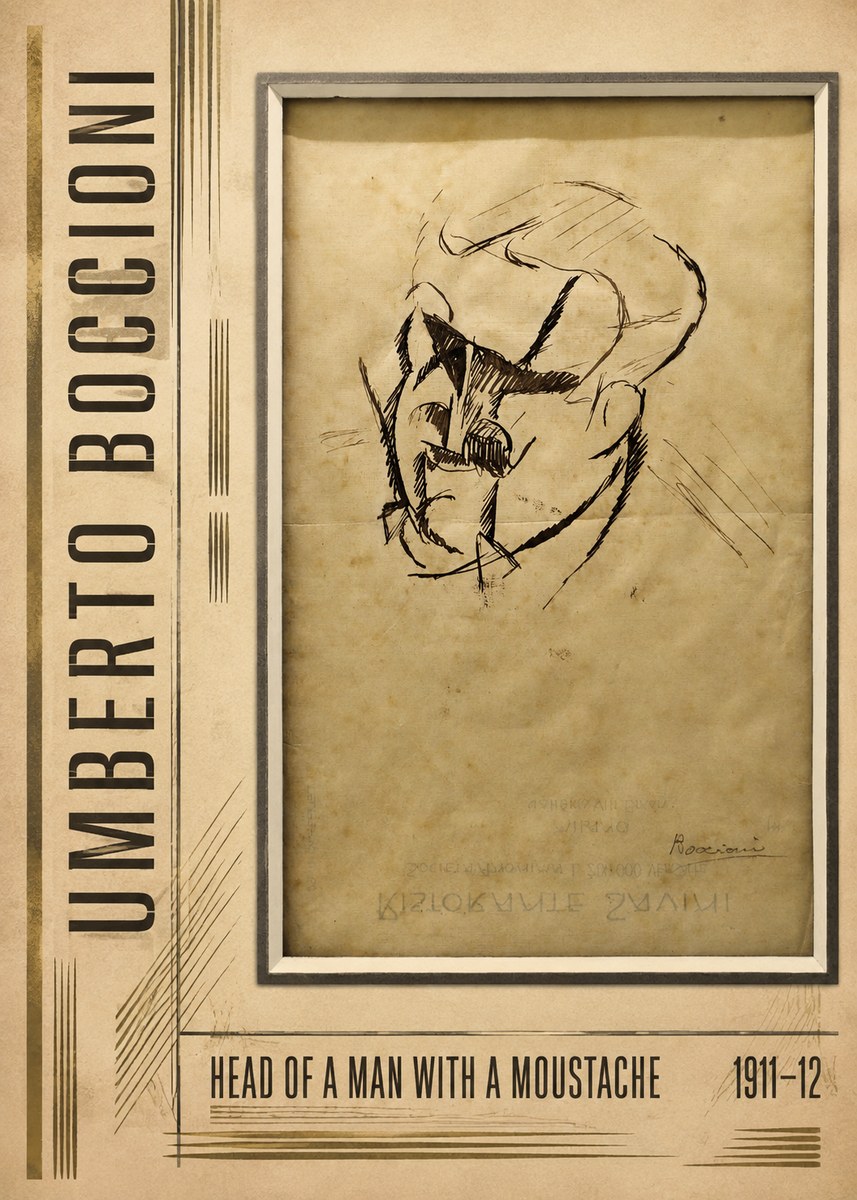 Umberto Boccioni Head of a Man with a Moustache No3 - Poszter