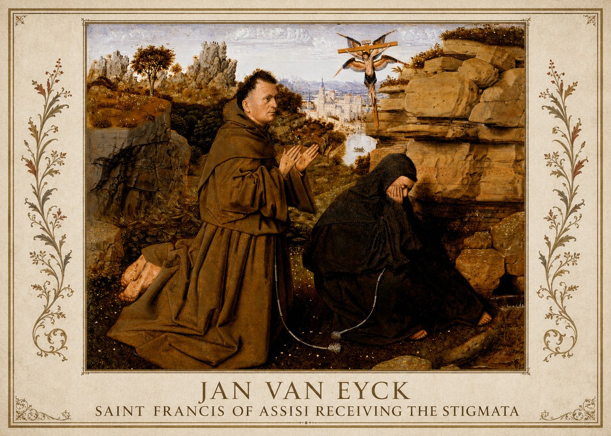 Jan van Eyck Saint Francis of Assisi Receiving the Stigmata No1 - Poszter