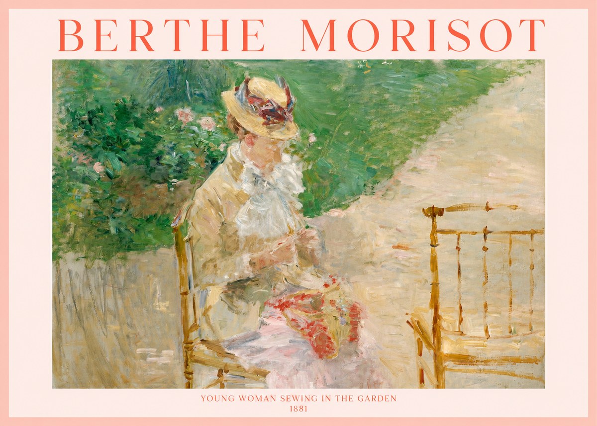 Berthe Morisot Young Woman Sewing in the Garden No1 - Poszter