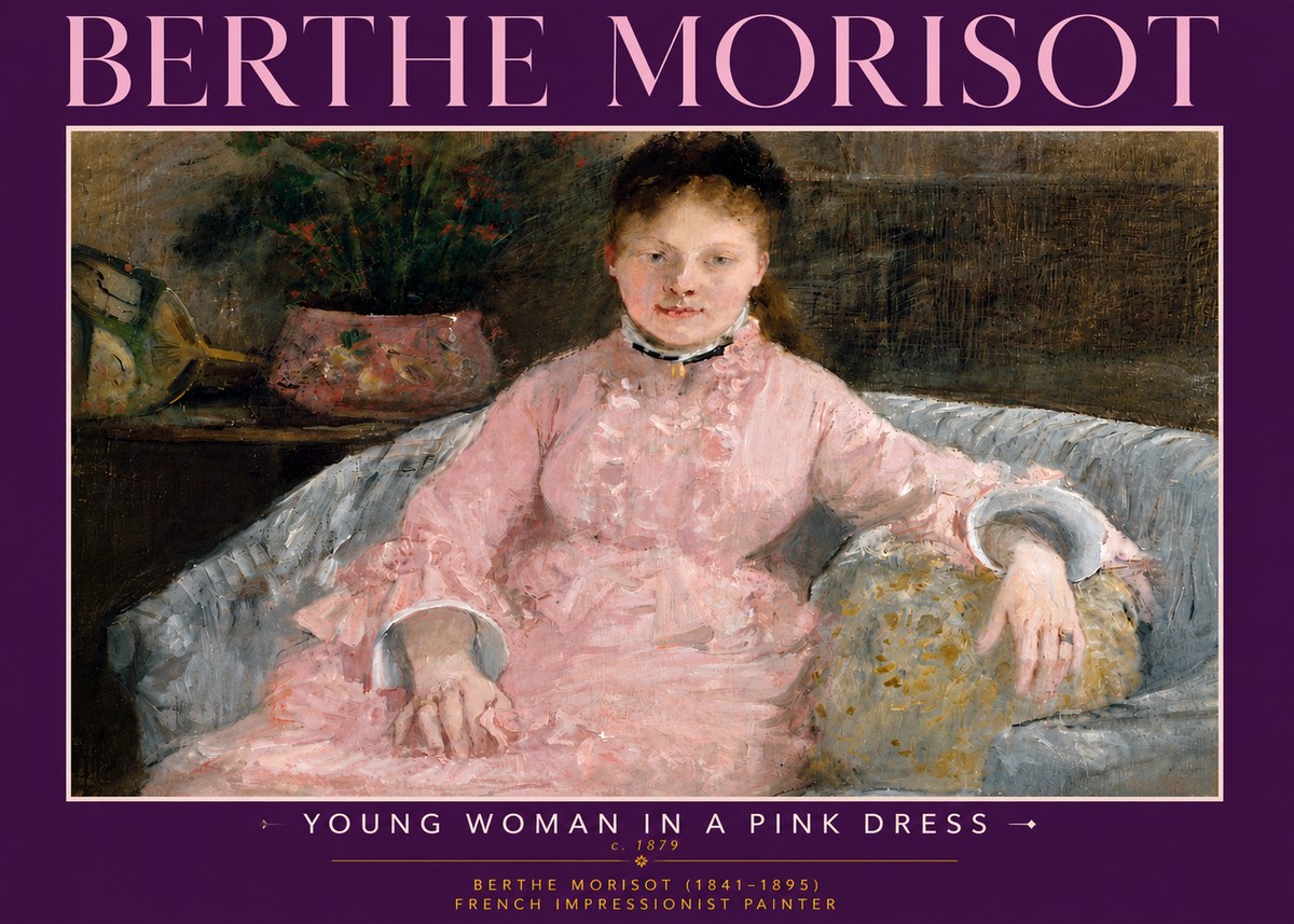 Berthe Morisot Young Woman in a Pink Dress I No6 - Poszter