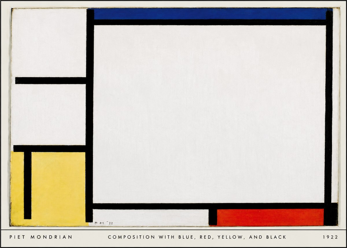 Piet Mondrian Composition with Blue, Red, Yellow, and Black No6 - Poszter