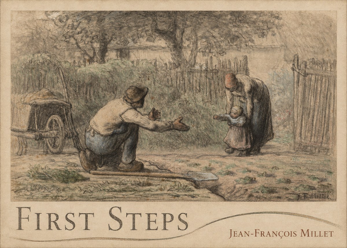 Jean-François Millet First Steps No3 - Poszter
