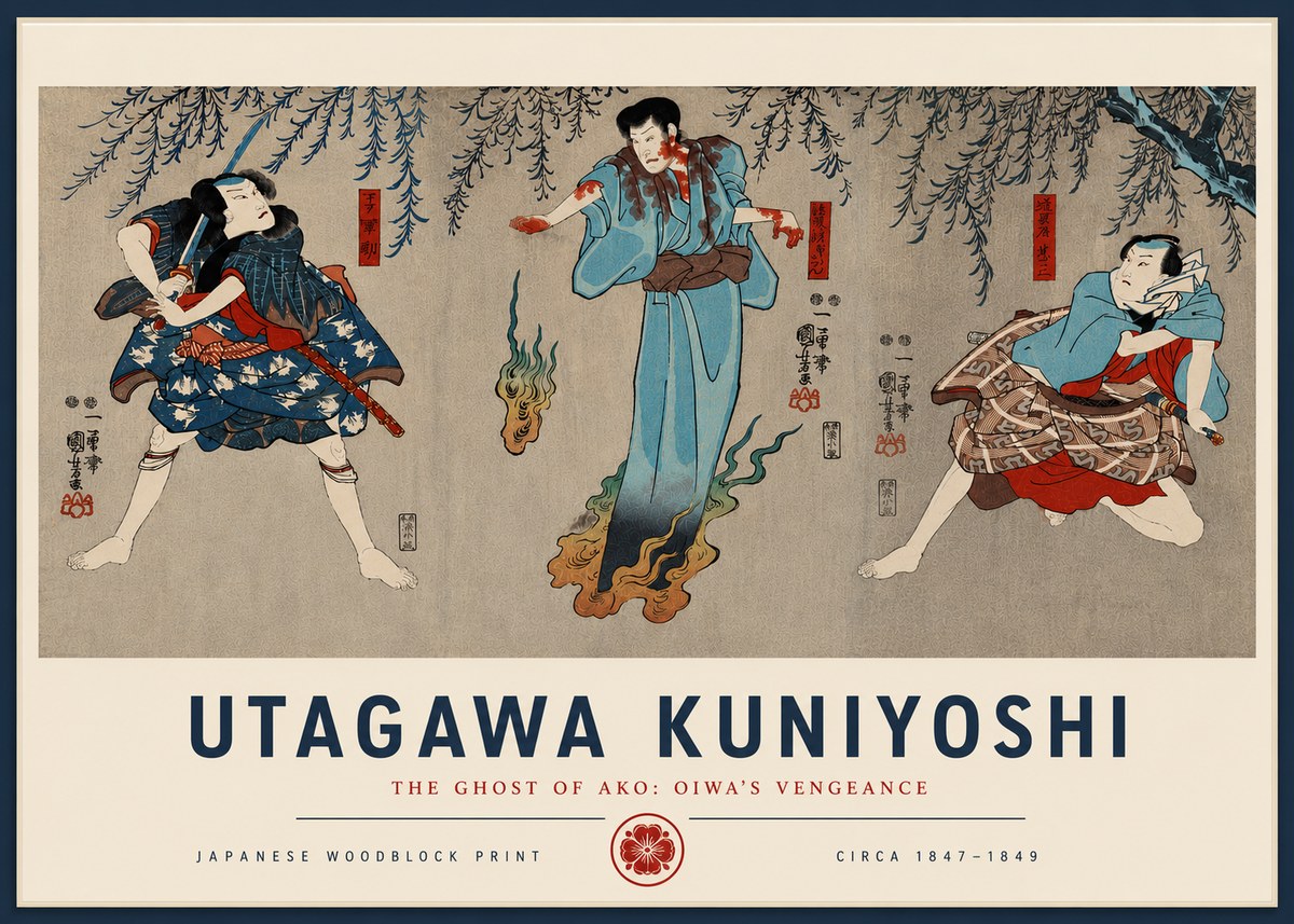 Utagawa Kuniyoshi The Ghost of Ako: Oiwa's Vengeance No4 - Poszter