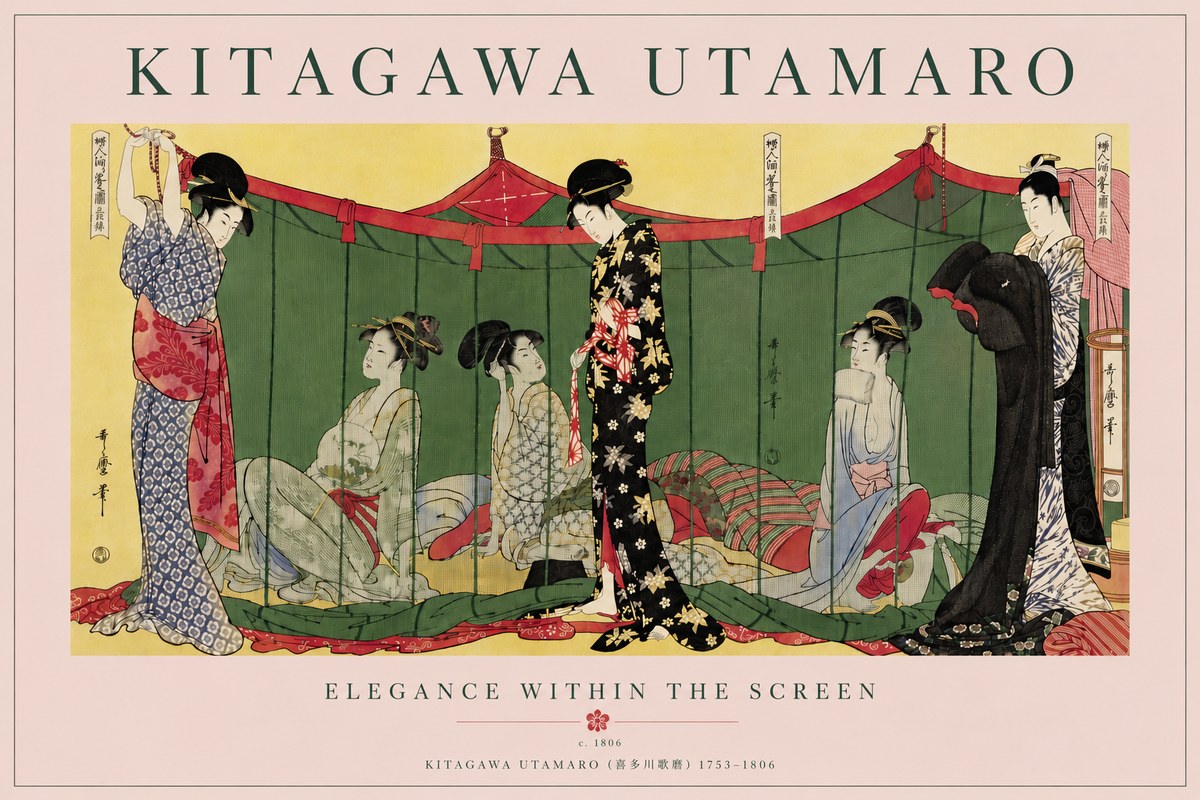Kitagawa Utamaro Elegance Within the Screen No6 - Poszter