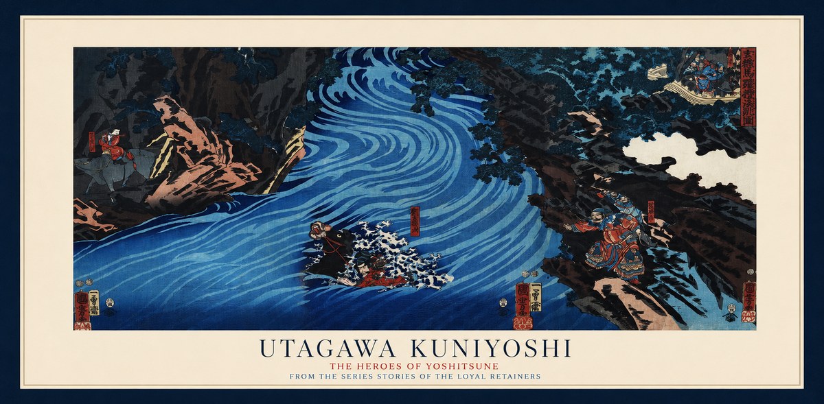 Utagawa Kuniyoshi The Heroes of Yoshitsune No1 - Poszter