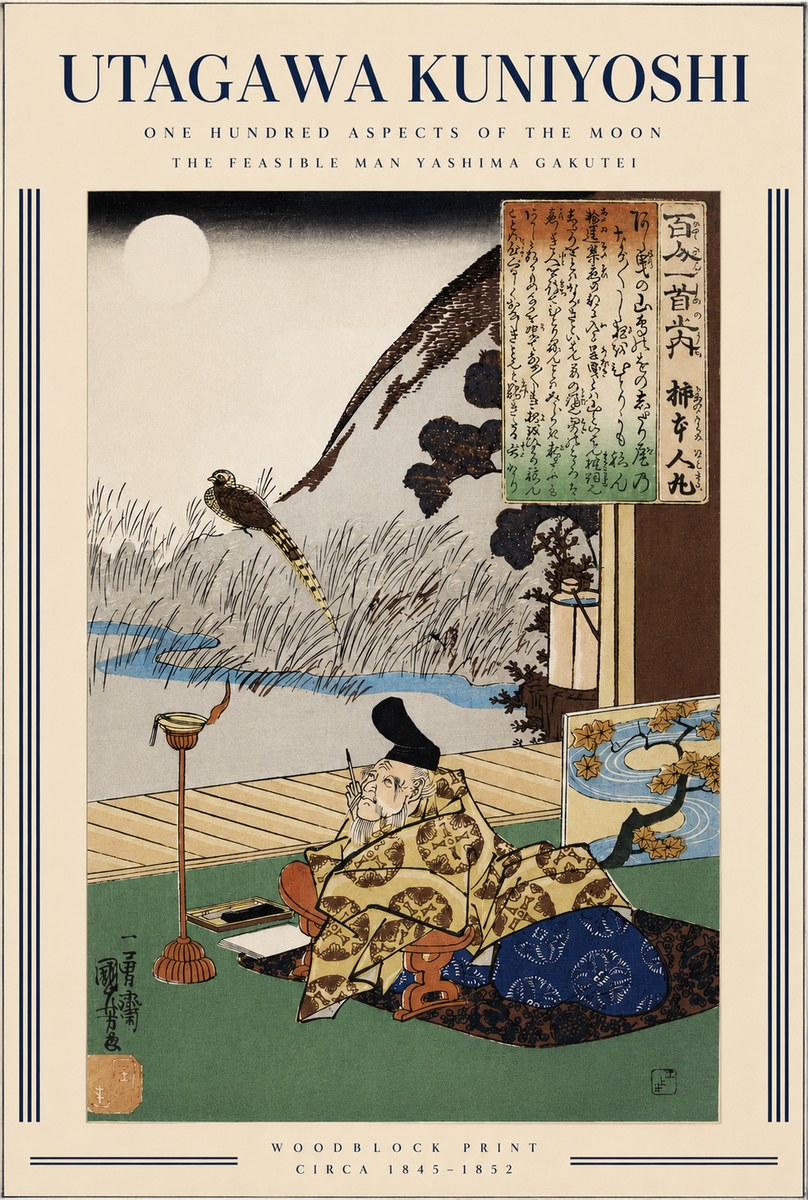 Utagawa Kuniyoshi The Feasible Man Yashima Gakutei No3 - Poszter