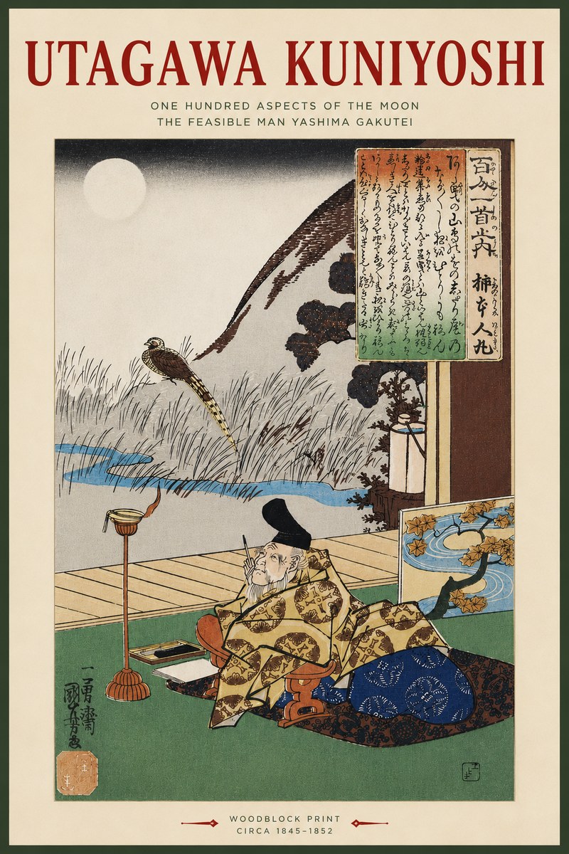 Utagawa Kuniyoshi The Feasible Man Yashima Gakutei No4 - Poszter