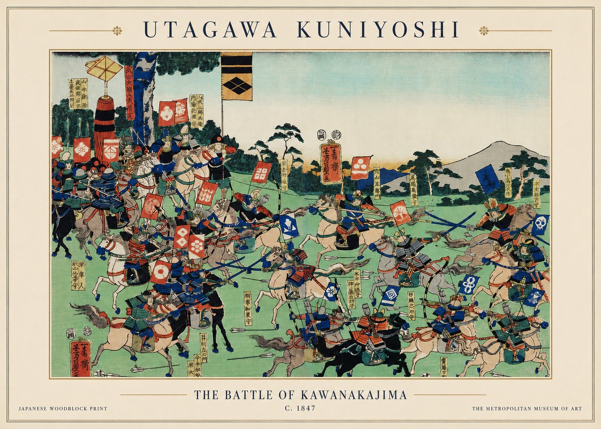 Utagawa Kuniyoshi The Battle of Kawanakajima No3 - Poszter