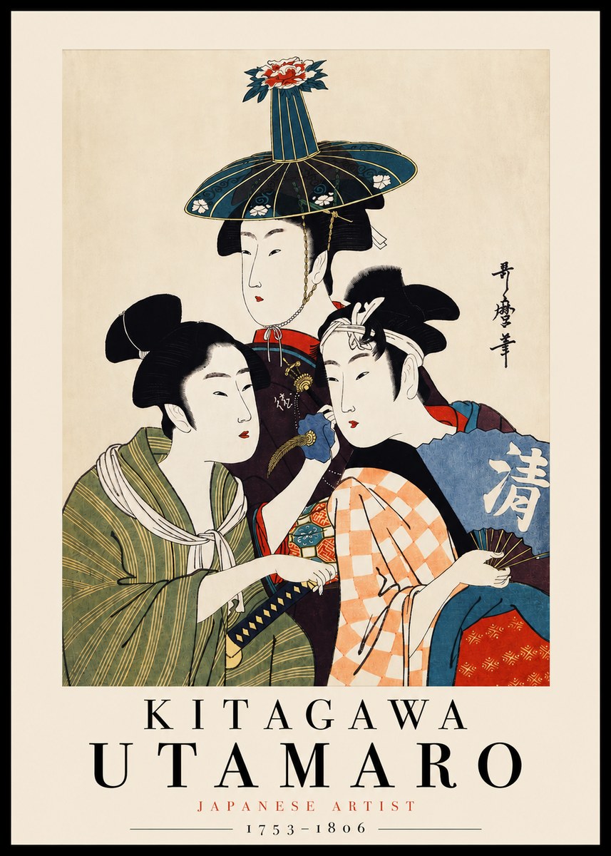 Kitagawa Utamaro Three Beauties No3 - Poszter