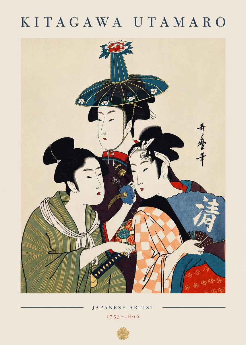 Kitagawa Utamaro Three Beauties No6 - Poszter