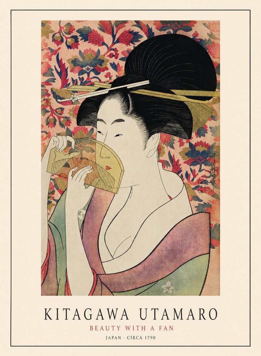 Kitagawa Utamaro Beauty with a Fan II No1 - Poszter