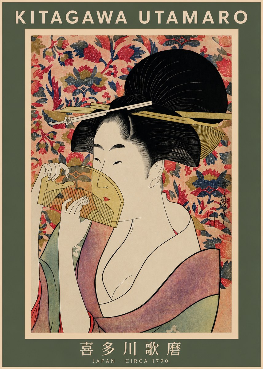 Kitagawa Utamaro Beauty with a Fan II No2 - Poszter