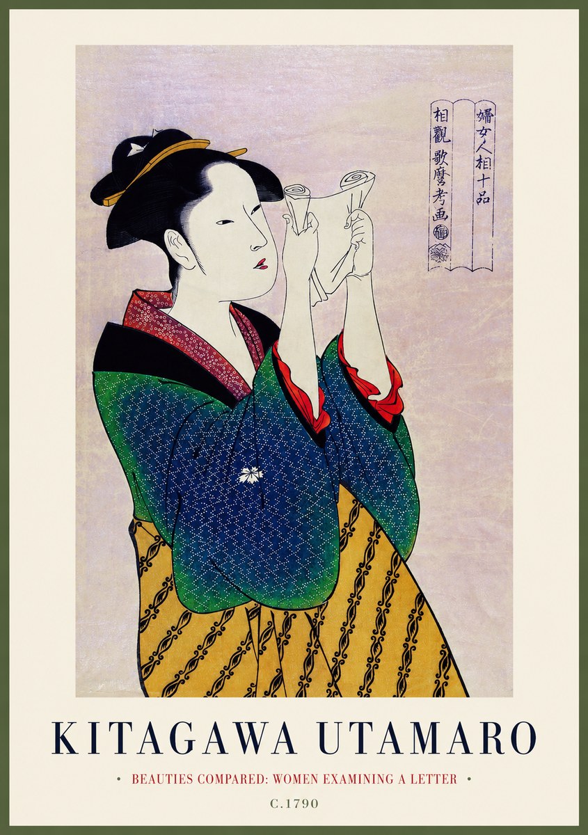 Kitagawa Utamaro Beauties Compared: Women Examining a Letter No1 - Poszter