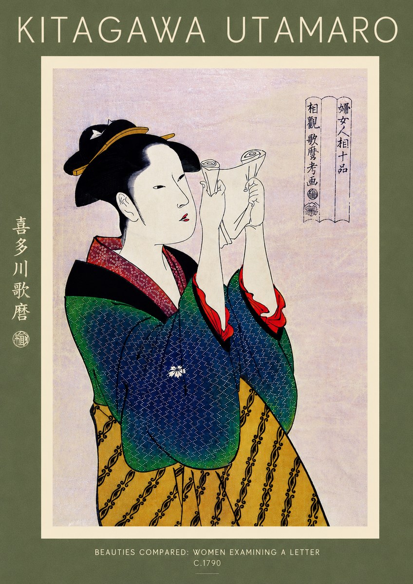 Kitagawa Utamaro Beauties Compared: Women Examining a Letter No4 - Poszter