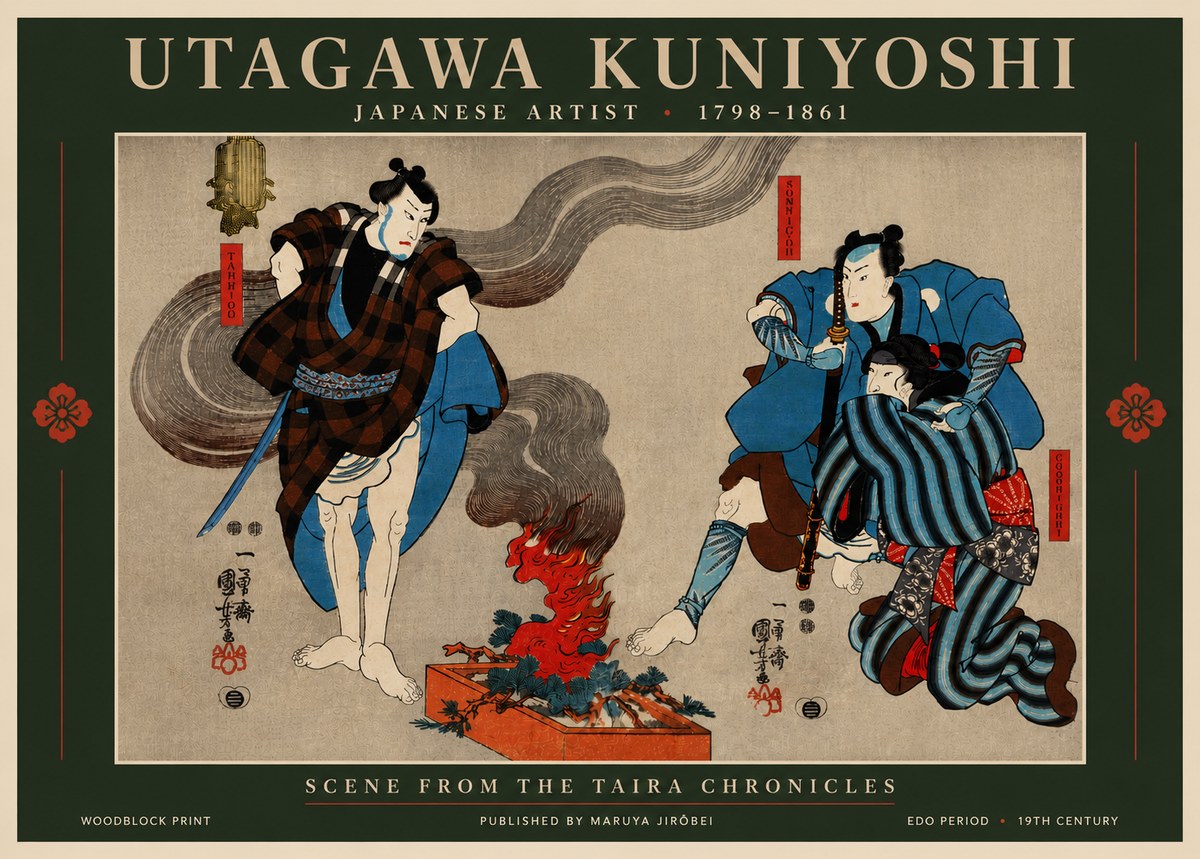 Utagawa Kuniyoshi Scene from the Taira Chronicles No6 - Poszter